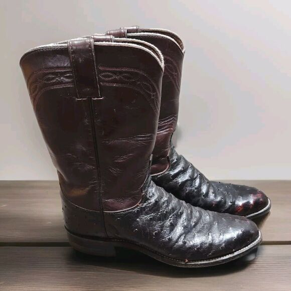 Justin Boots  Full Quill Ostrich Leather Cowboy - Men’s Size 8 1/2 B main image 2